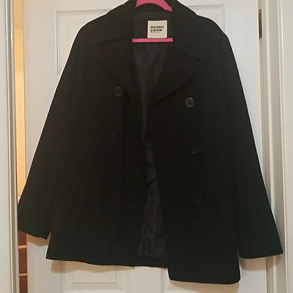 Old Navy Men's Black Peacoat Size Medium